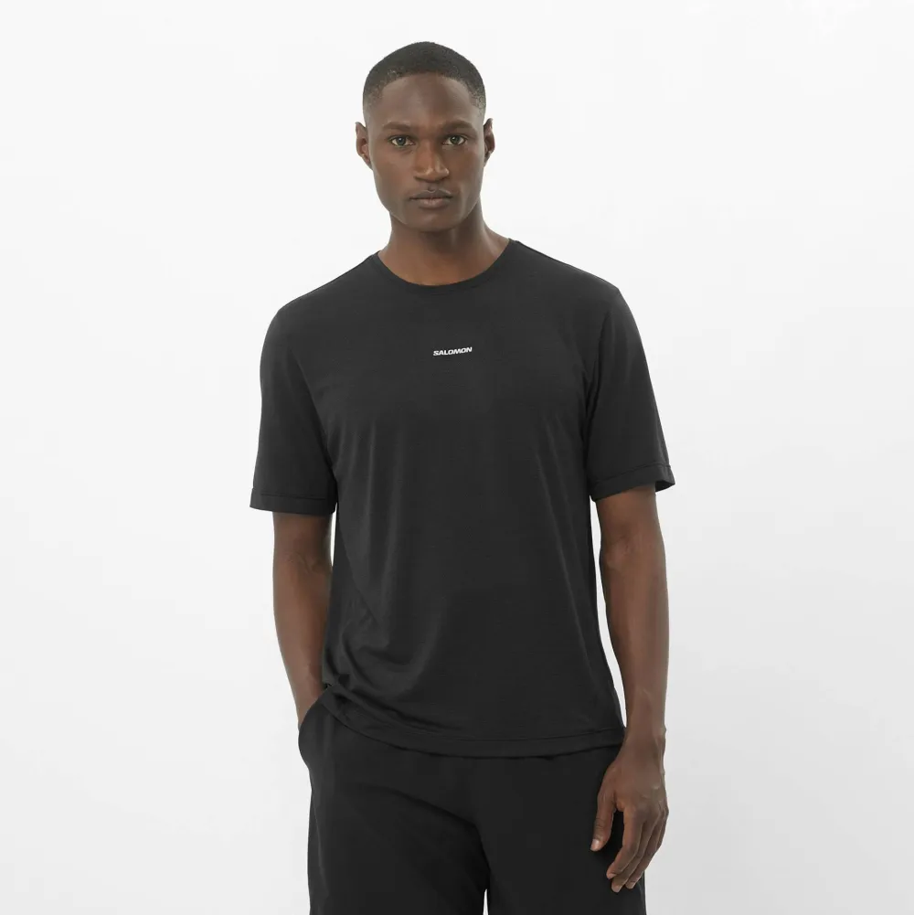 Salomon Men's Shkout Core Short Sleeve Tee Deep Black Deep Black/ Clearance