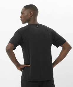 Salomon Men's Shkout Core Short Sleeve Tee Deep Black Deep Black/ Clearance