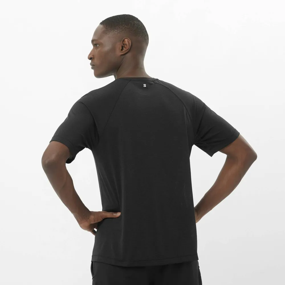 Salomon Men's Shkout Core Short Sleeve Tee Deep Black Deep Black/ Clearance