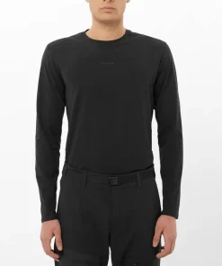 Salomon Men's Trackline Long Sleeve Tee Deep Black Outlet