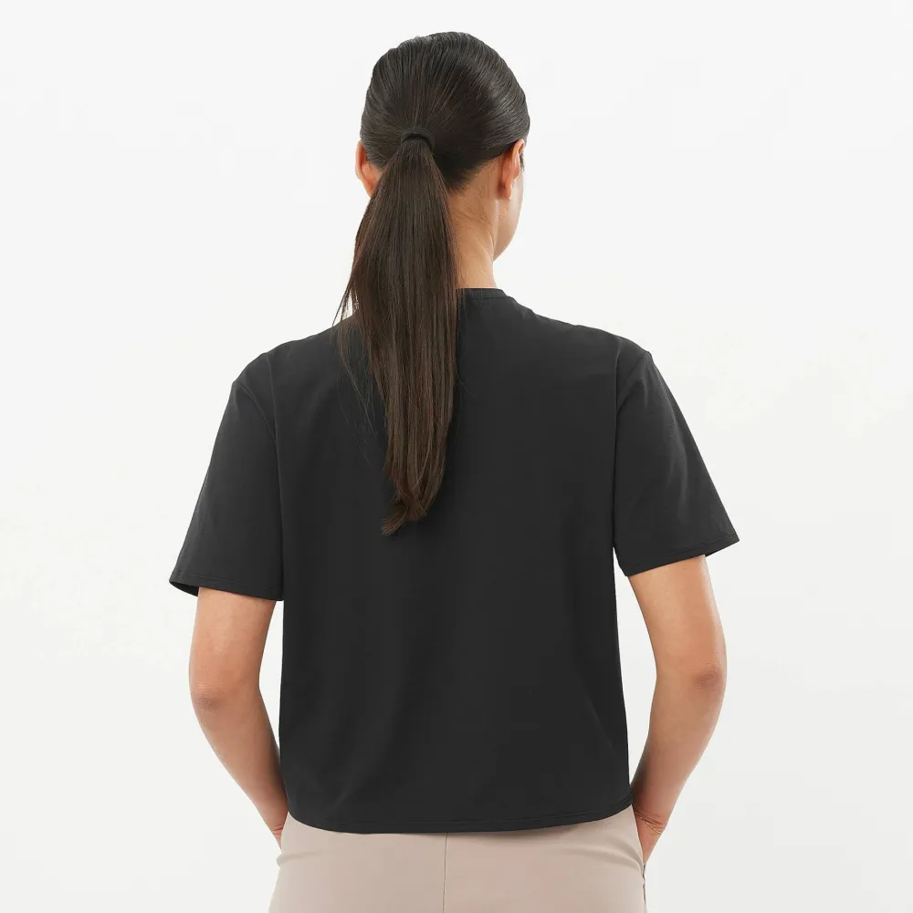 Salomon Women's Trackline Short Sleeve Tee Deep Black Deep Black/ Sale