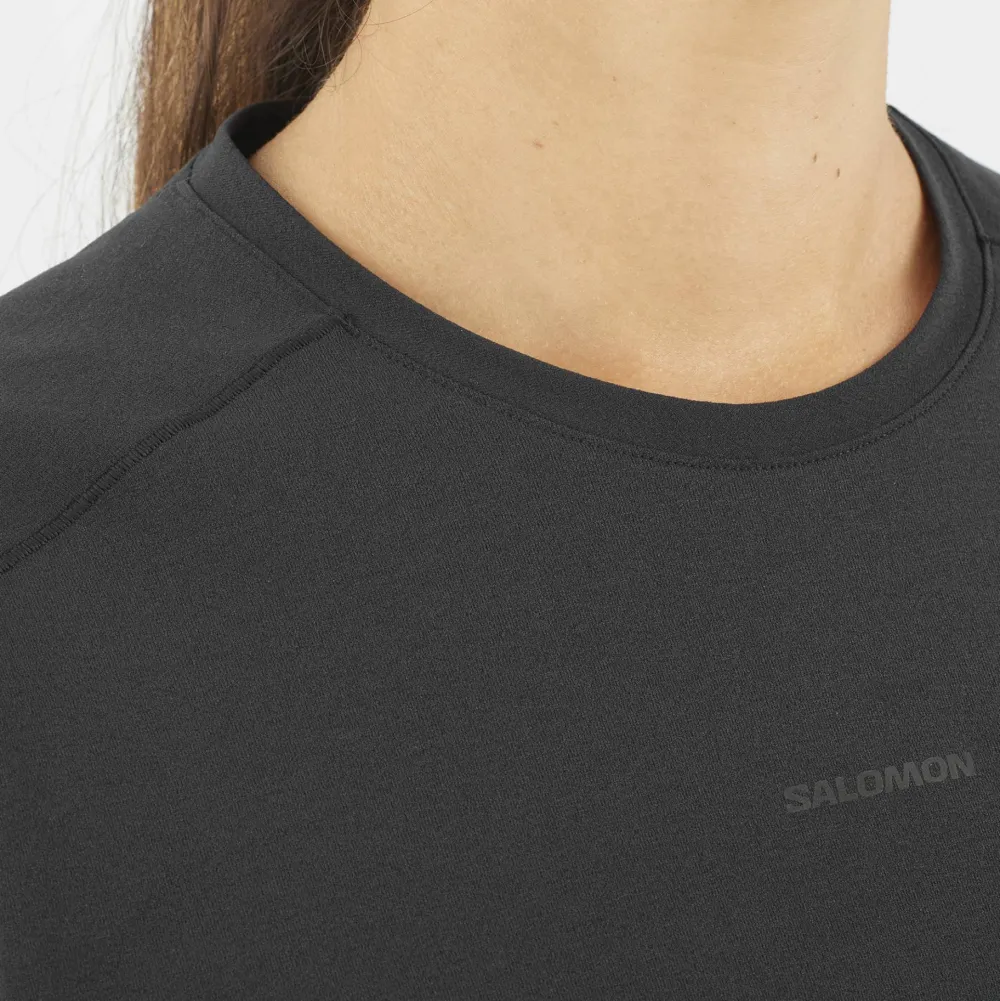 Salomon Women's Trackline Short Sleeve Tee Deep Black Deep Black/ Sale