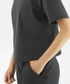 Salomon Women's Trackline Short Sleeve Tee Deep Black Deep Black/ Sale