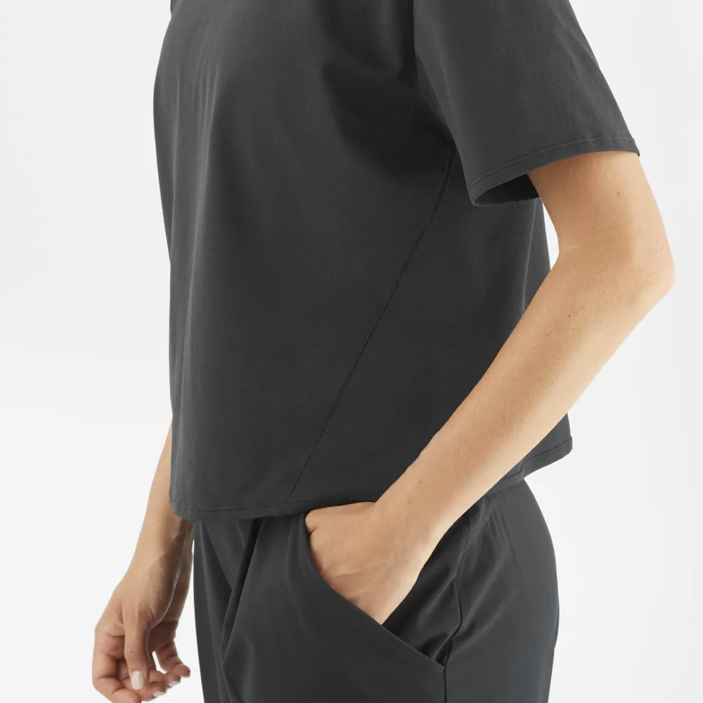 Salomon Women's Trackline Short Sleeve Tee Deep Black Deep Black/ Sale