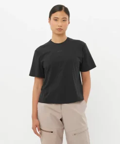 Salomon Women's Trackline Short Sleeve Tee Deep Black Deep Black/ Sale