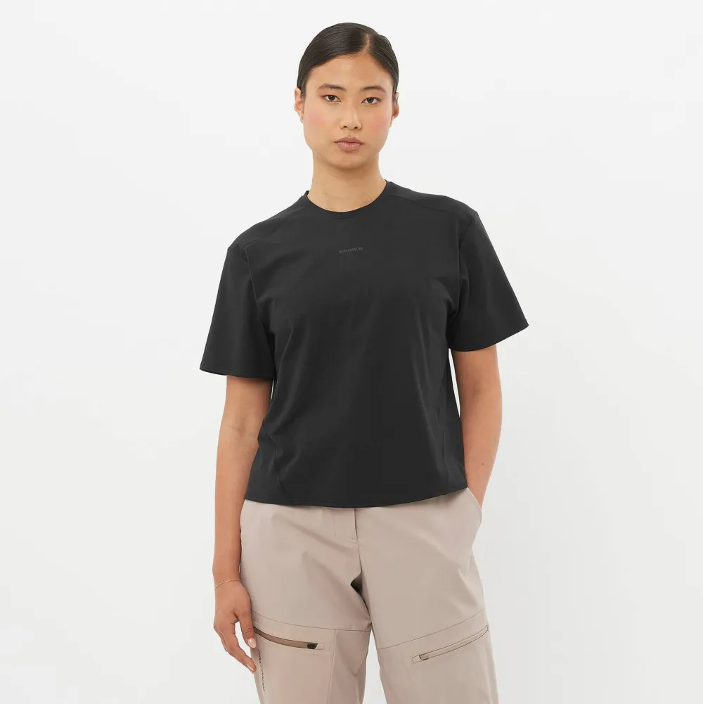 Salomon Women's Trackline Short Sleeve Tee Deep Black Deep Black/ Sale