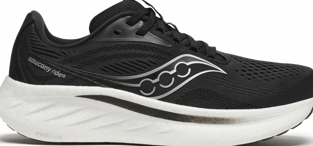 Saucony Women's Ride 18 Wide Black/White Sale