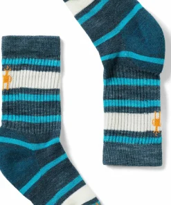 Smartwool Kids' Hike Light Cushion Striped Crew Socks Twilight Blue