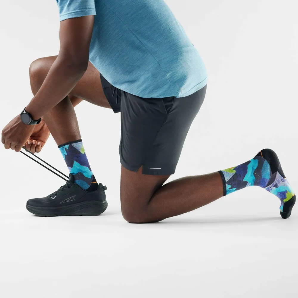 Smartwool Trail Run Summit Sector Print Crew Socks Targeted Cushion Nightfall Blue Online