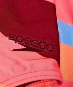Speedo Women's Printed Asymmetric 1 Piece Oxblood/Coral