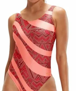 Speedo Women's Printed Deep U-Back Oxblood/Coral