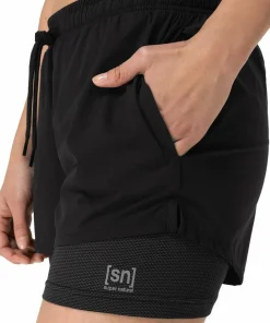 super.natural Women's Double Layer Shorts Jet Black Hot
