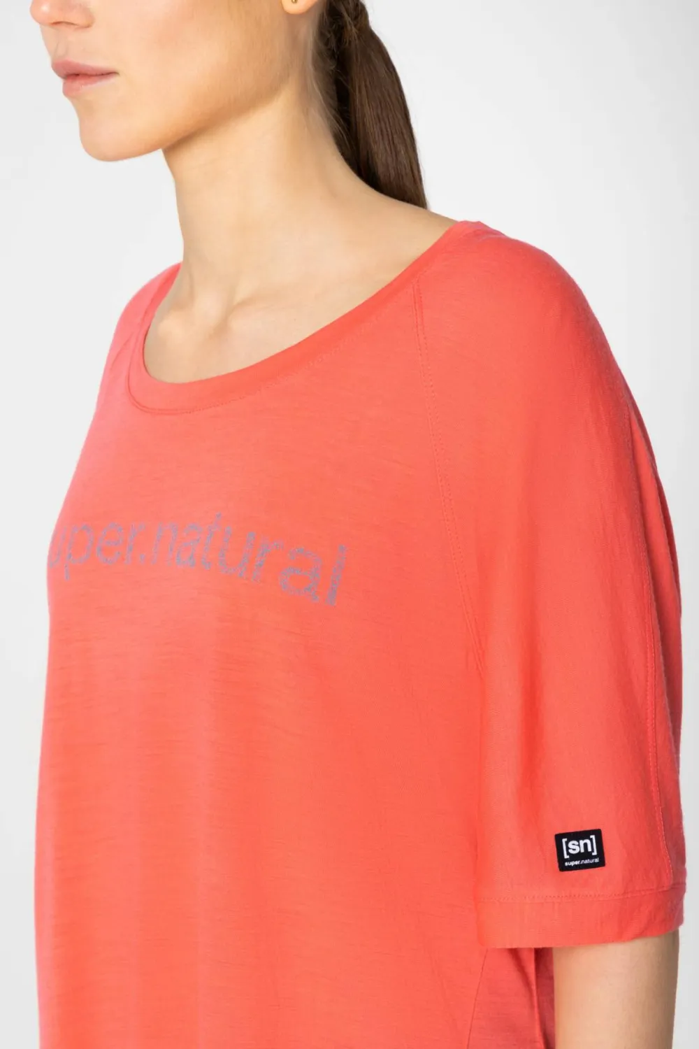 super.natural Women's Liquid Flow Tee Living Coral/Wasabi Sale