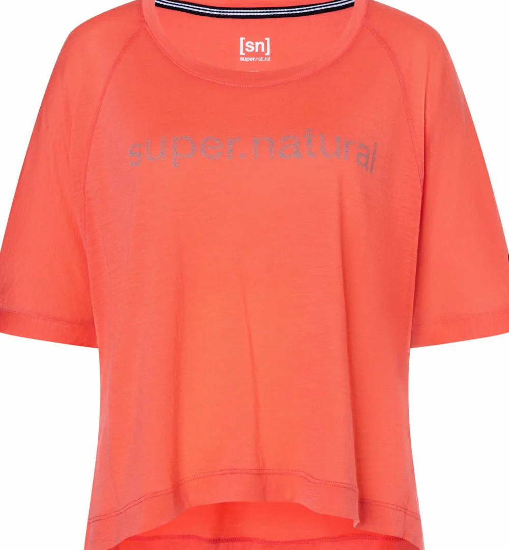 super.natural Women's Liquid Flow Tee Living Coral/Wasabi Sale