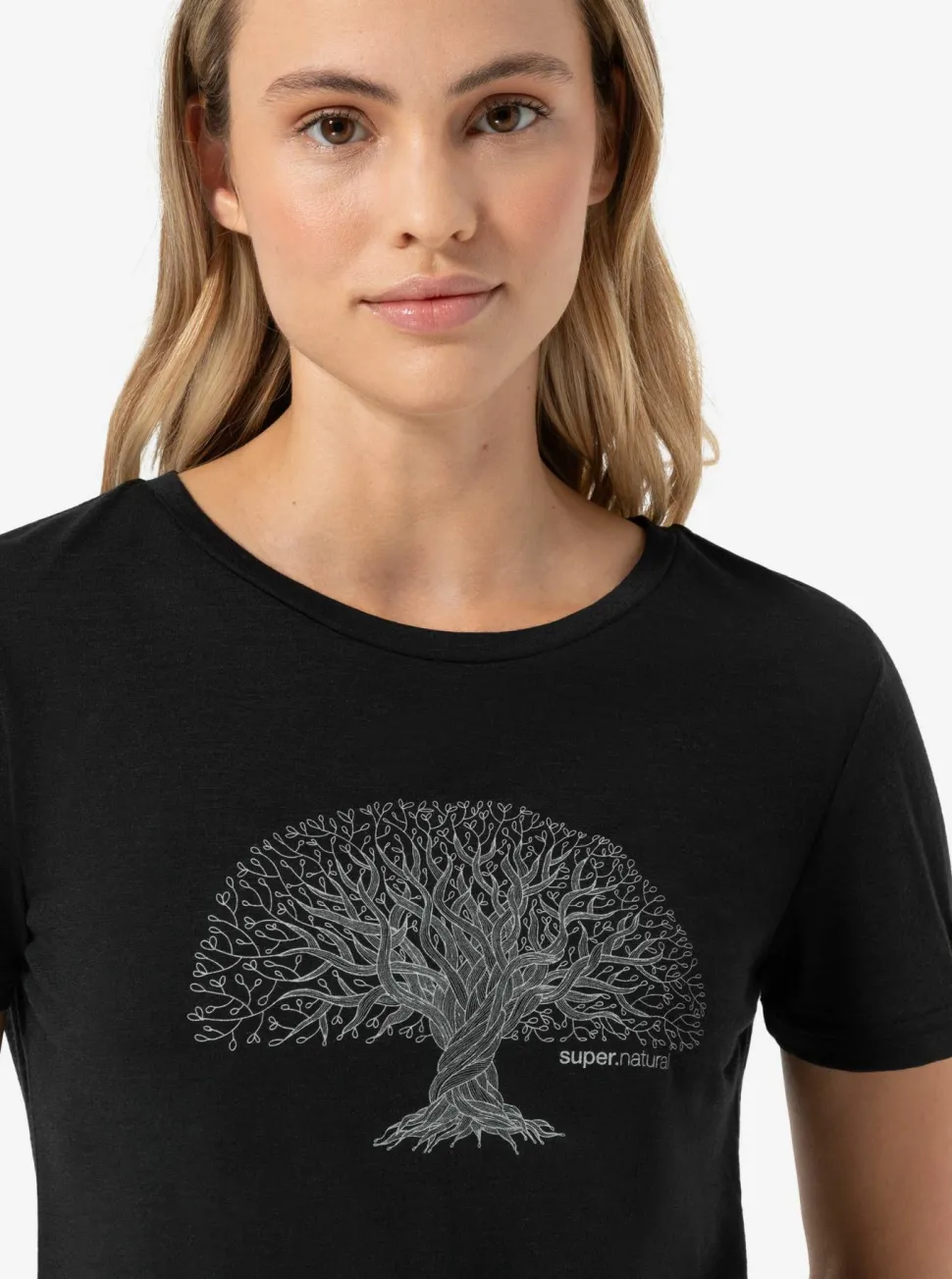 super.natural Women's Tree Of Knowledge Tee Jet Black/feather Grey