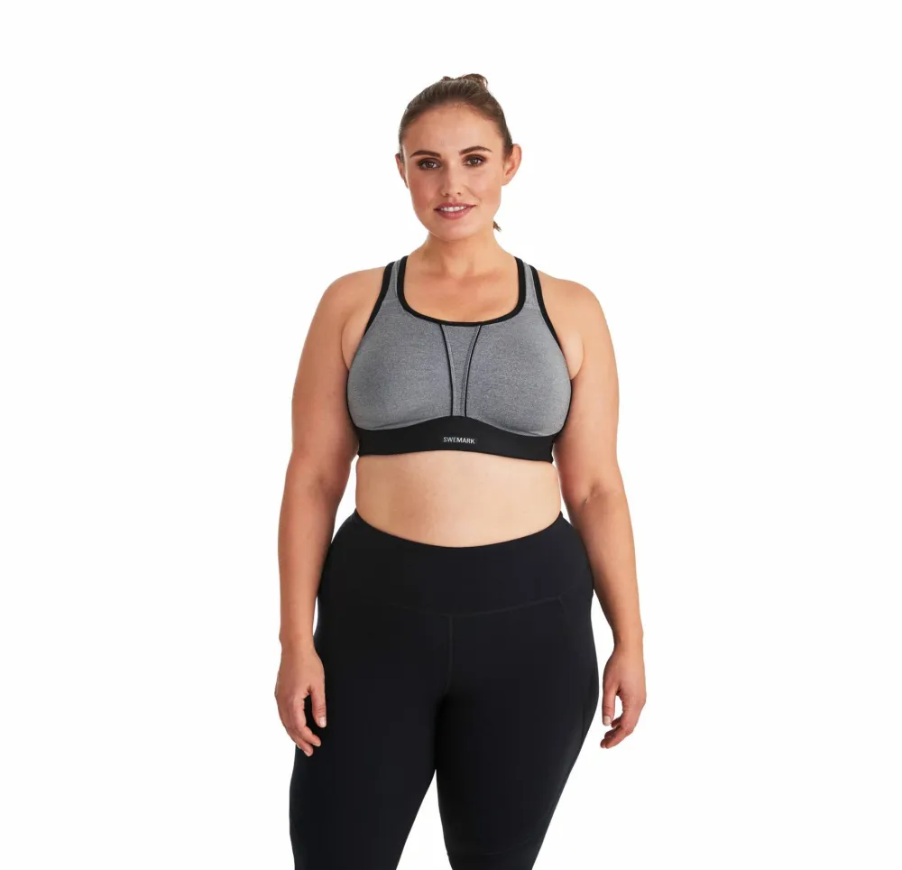 Swegmark Movement Sports Bra Grey Melange/Black Clearance