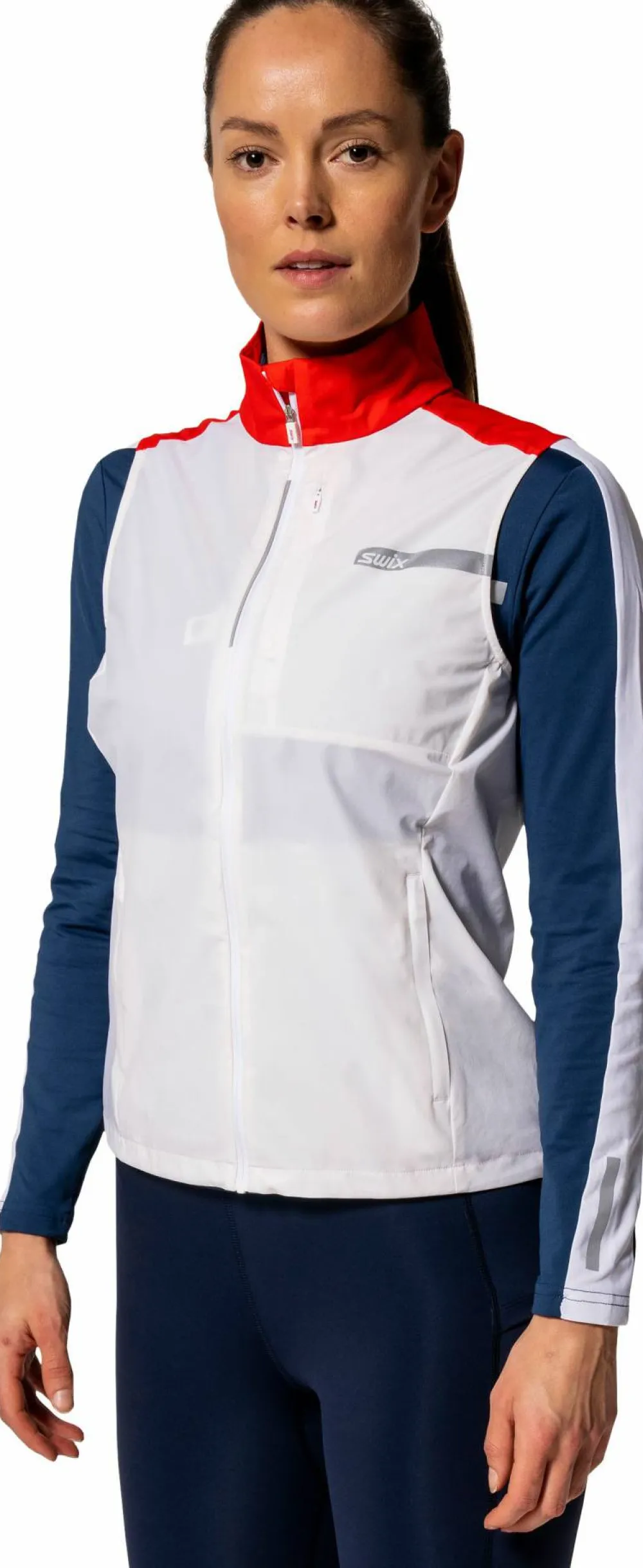 Swix Women's Roadline Wind Vest Bright White/Fiery Red New