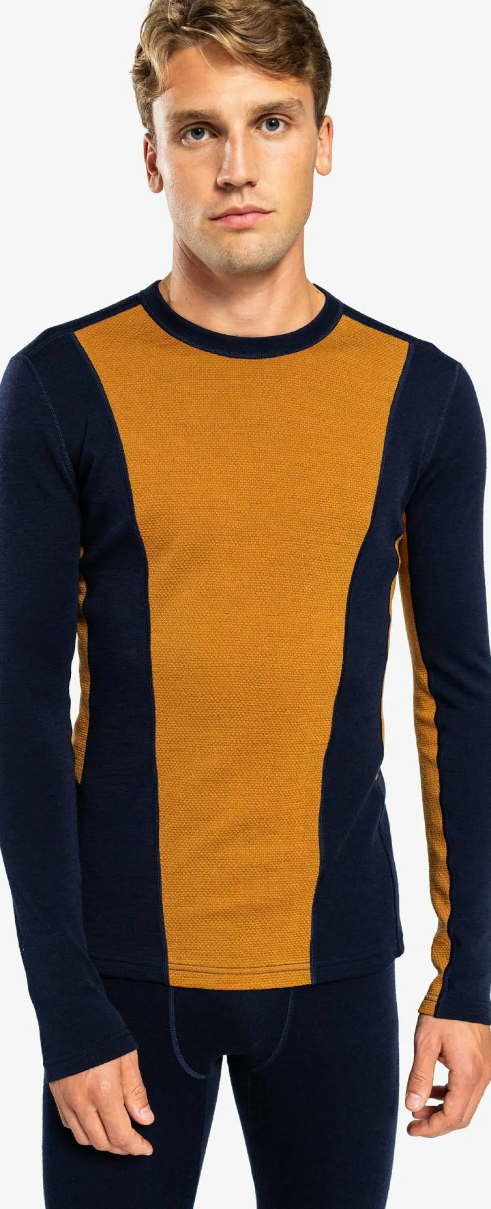 Ulvang Men's Peak Map Crew Baselayer Navy Blue/Cathay Spice