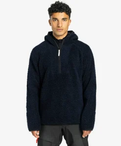 Ulvang Unisex Re Orbit Hooded Half Zip Wool Pile Navy Blue New