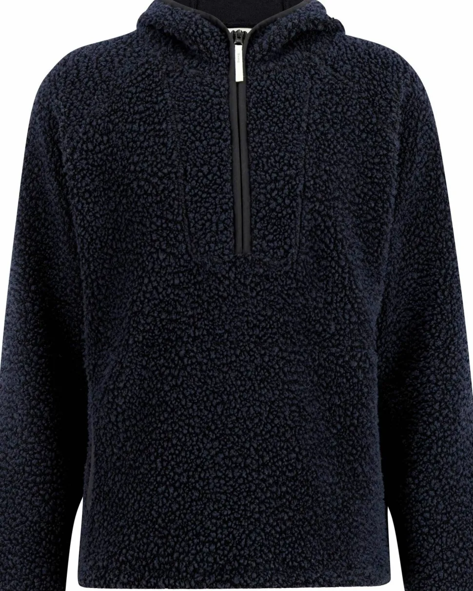 Ulvang Unisex Re Orbit Hooded Half Zip Wool Pile Navy Blue
