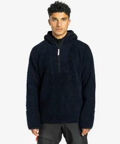 Ulvang Unisex Re Orbit Hooded Half Zip Wool Pile Navy Blue