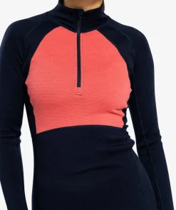Ulvang Women's Peak Map Half Zip Baselayer Navy Blue/Mineral Red Discount