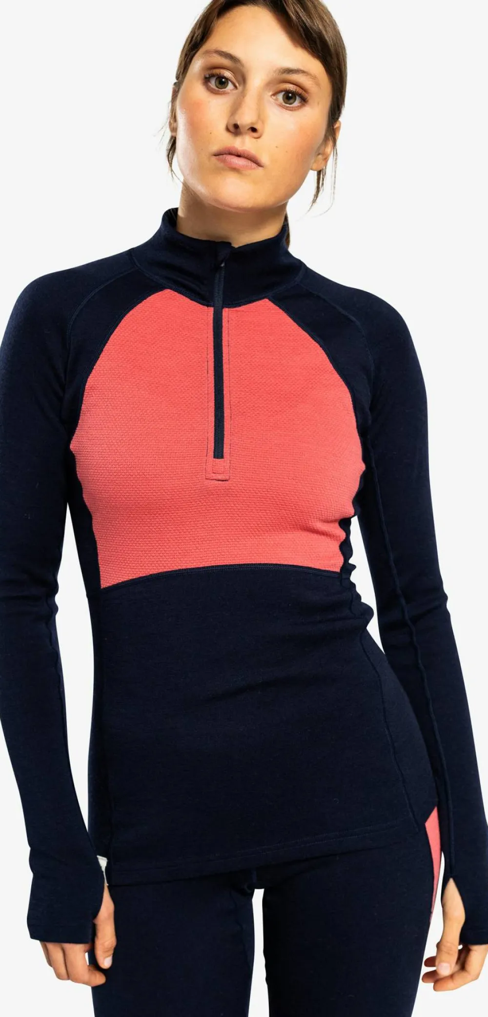 Ulvang Women's Peak Map Half Zip Baselayer Navy Blue/Mineral Red Discount