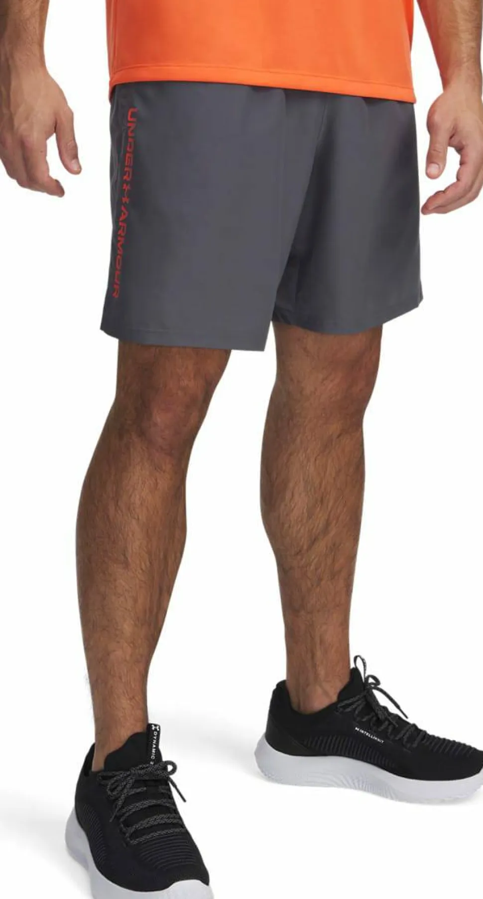 Under Armour Men's UA Tech Woven Wordmark Shorts Castlerock/red