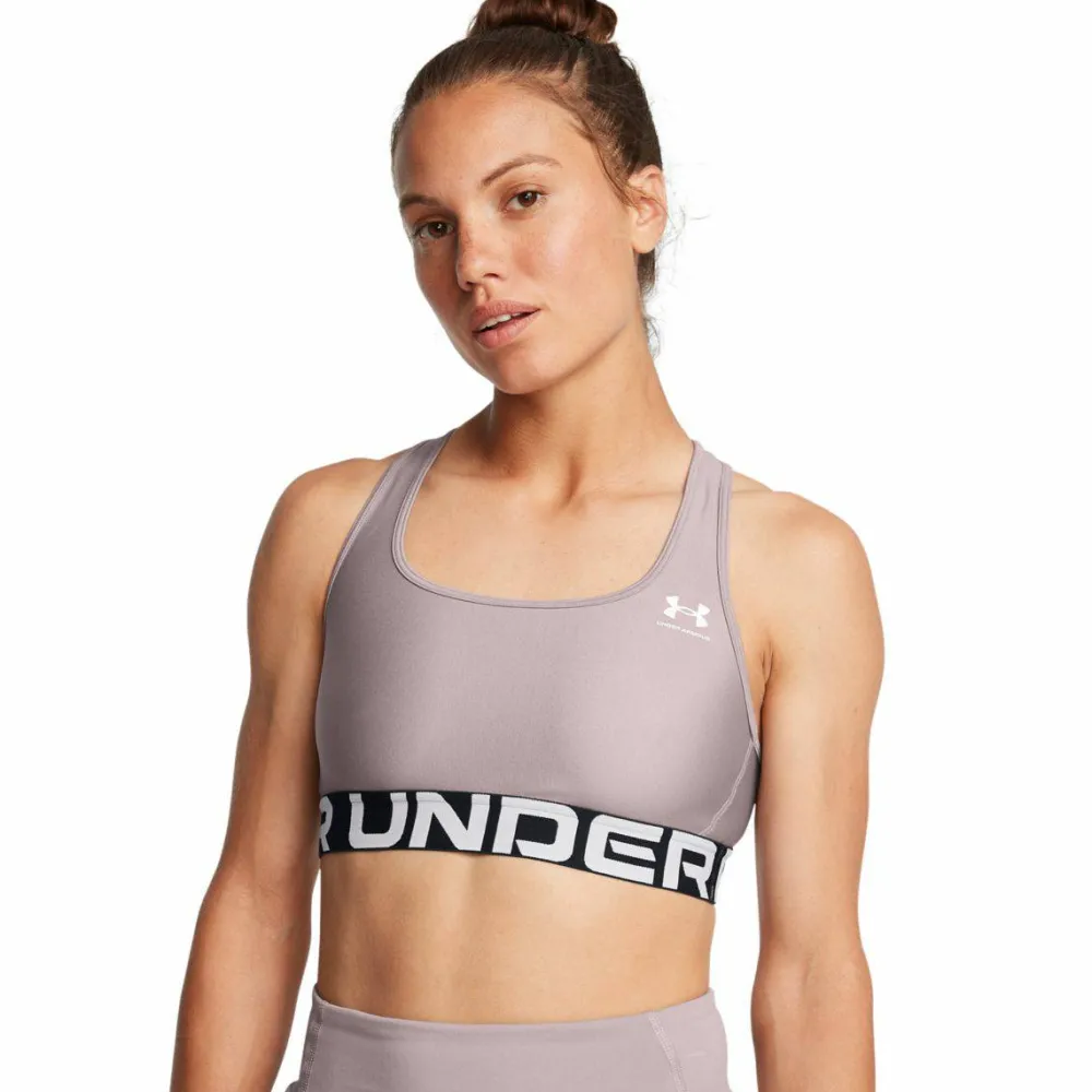 Under Armour Women's HeatGear® Armour Mid Branded Sports Bra Tetra Gray