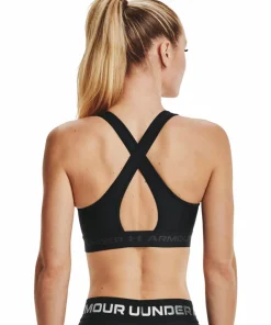 Hot Women's UA Crossback Mid Bra //Jetgray Sport-Bh:Ar