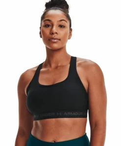 Hot Women's UA Crossback Mid Bra //Jetgray Sport-Bh:Ar