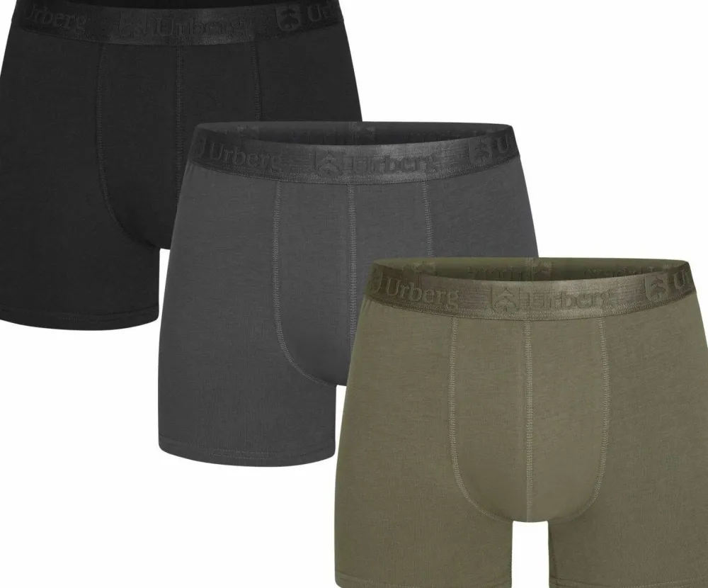 Urberg Men's Isane 3-pack Bamboo Boxers Grey/Black/Green New