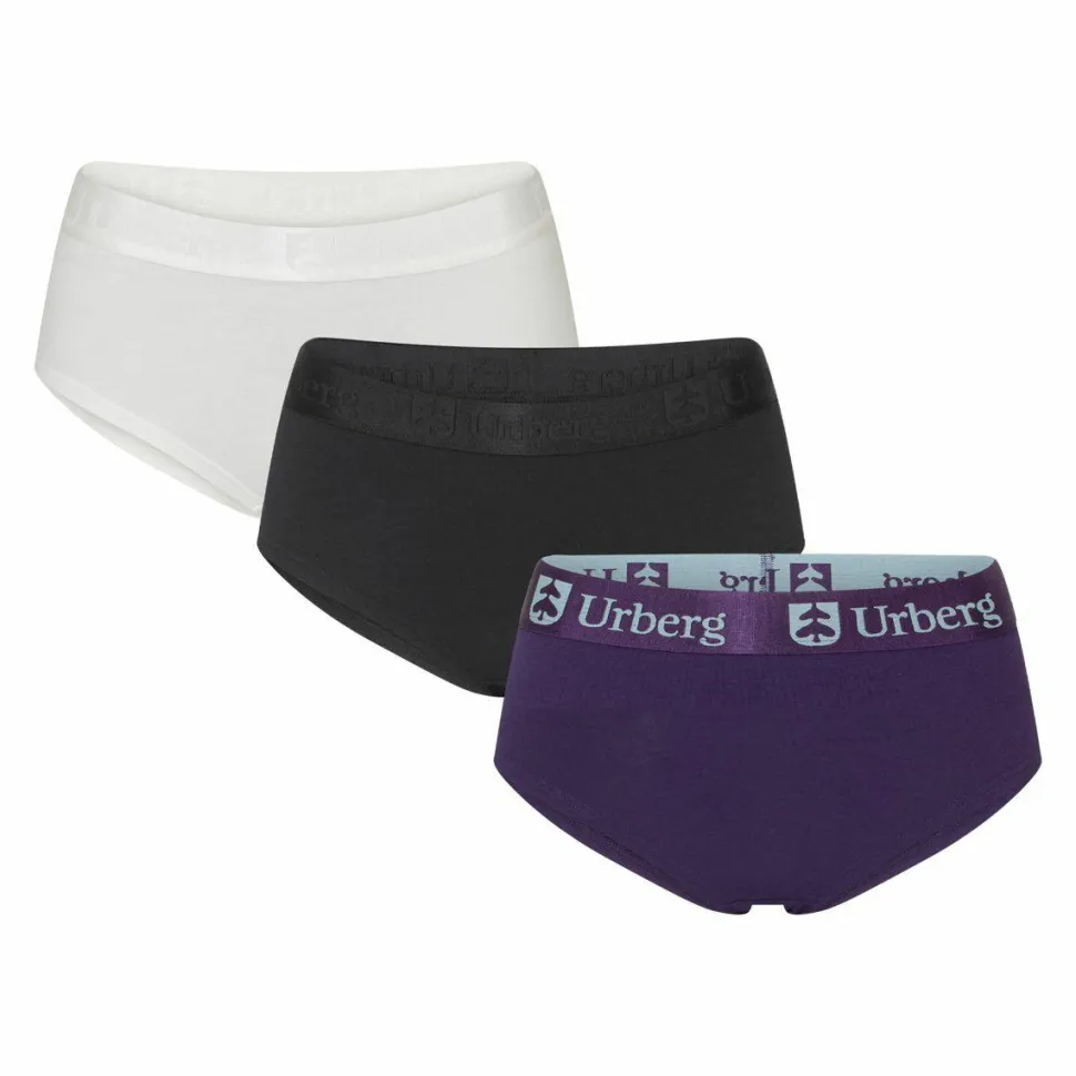 Urberg Women's Bamboo Hipsters 3-Pack Black Beauty+bright White+grape