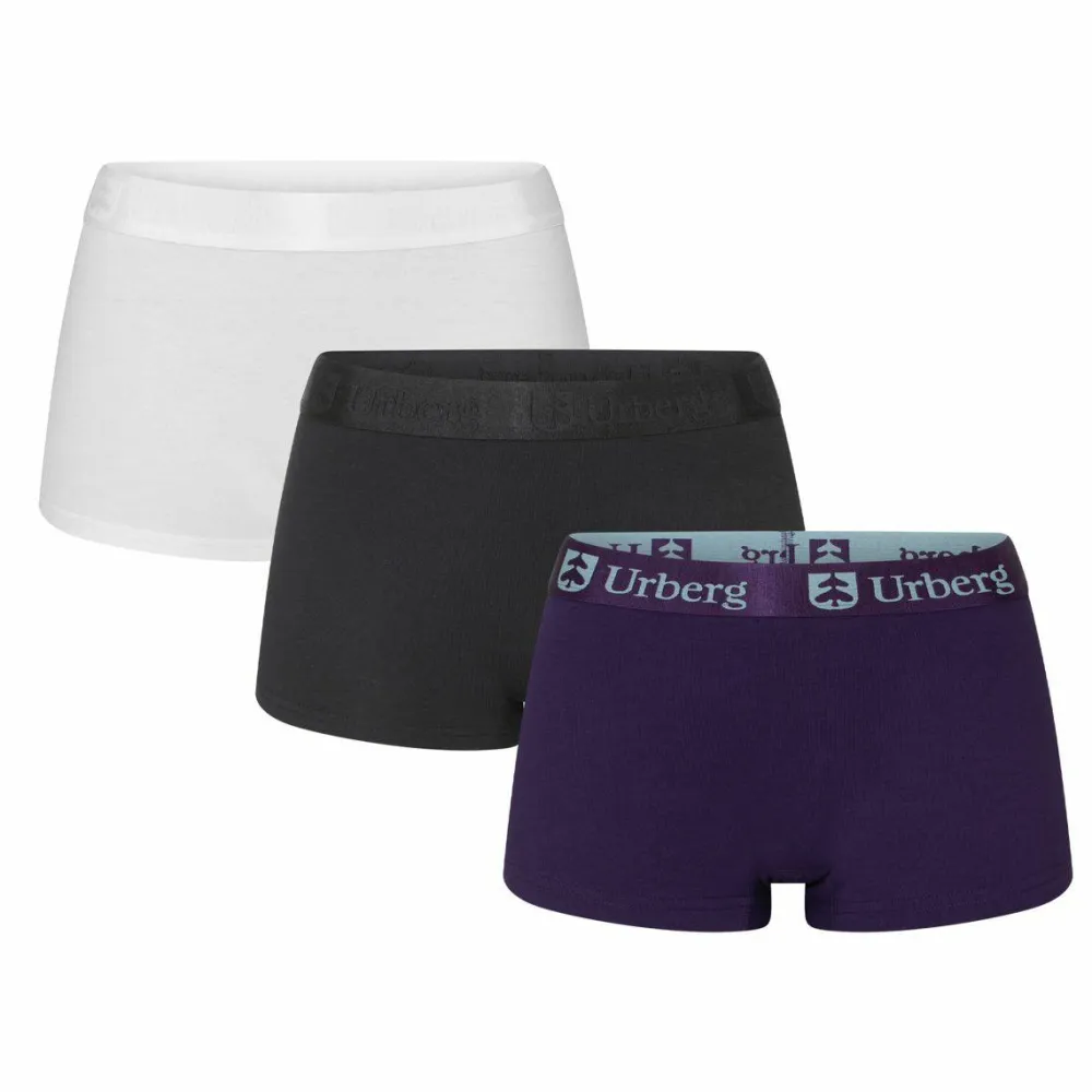 Urberg Women's Isane 3-pack Bamboo Boxers Black Beauty/Bright White/Grape Black Beauty+Bright White+Grape New