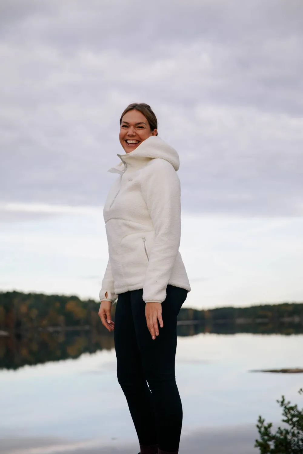 Urberg Women's Soft Pile Fleece Hoodie Cloud Dancer Hot