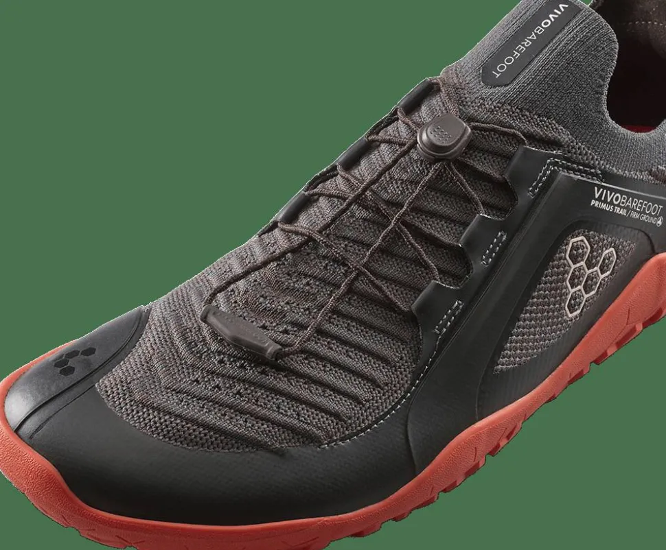 Vivobarefoot Men's Primus Trail Knit FG Obsidian/cherry Tomato