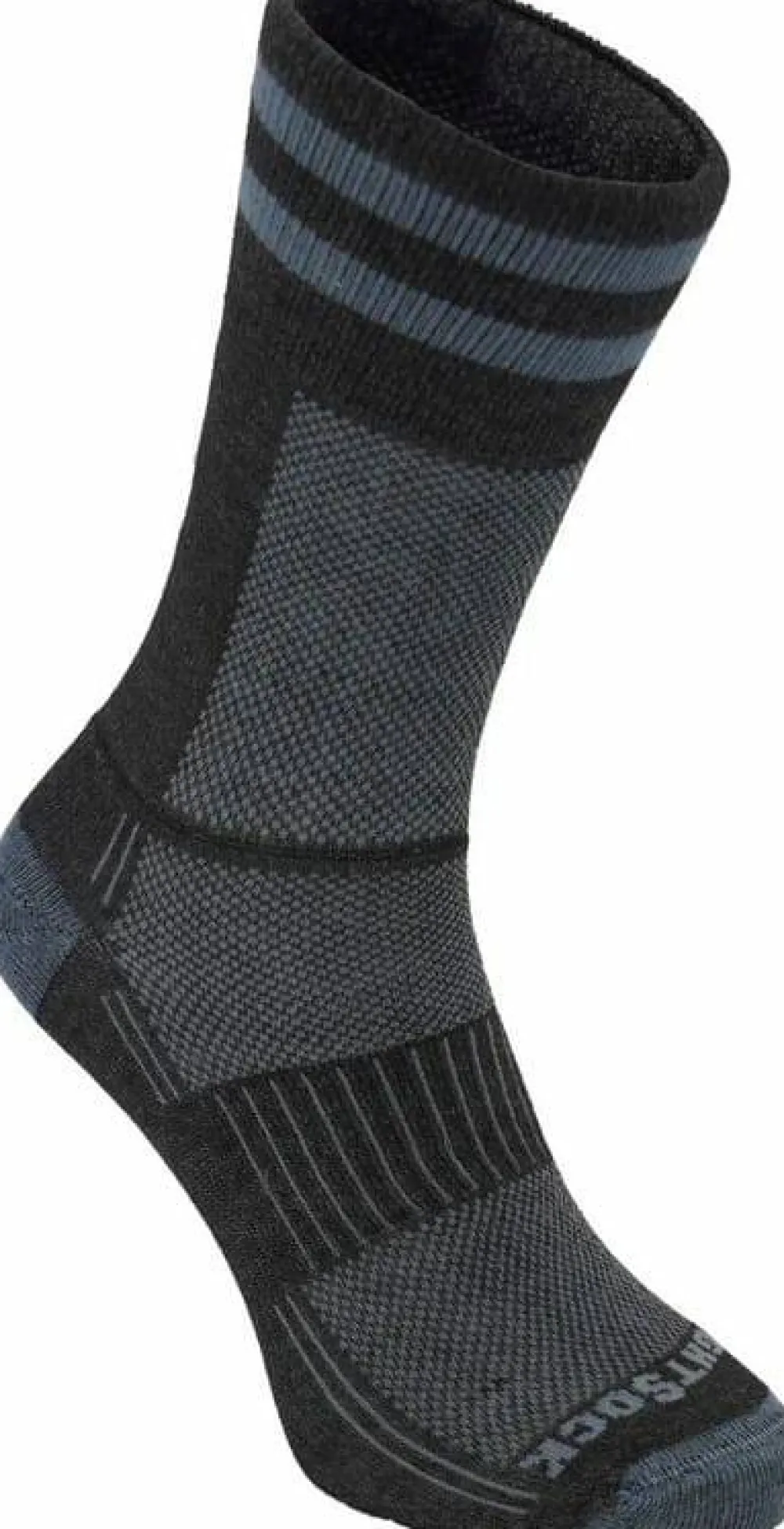 Wrightsock Coolmesh II Crew Black/Grey W/ Stripes Best