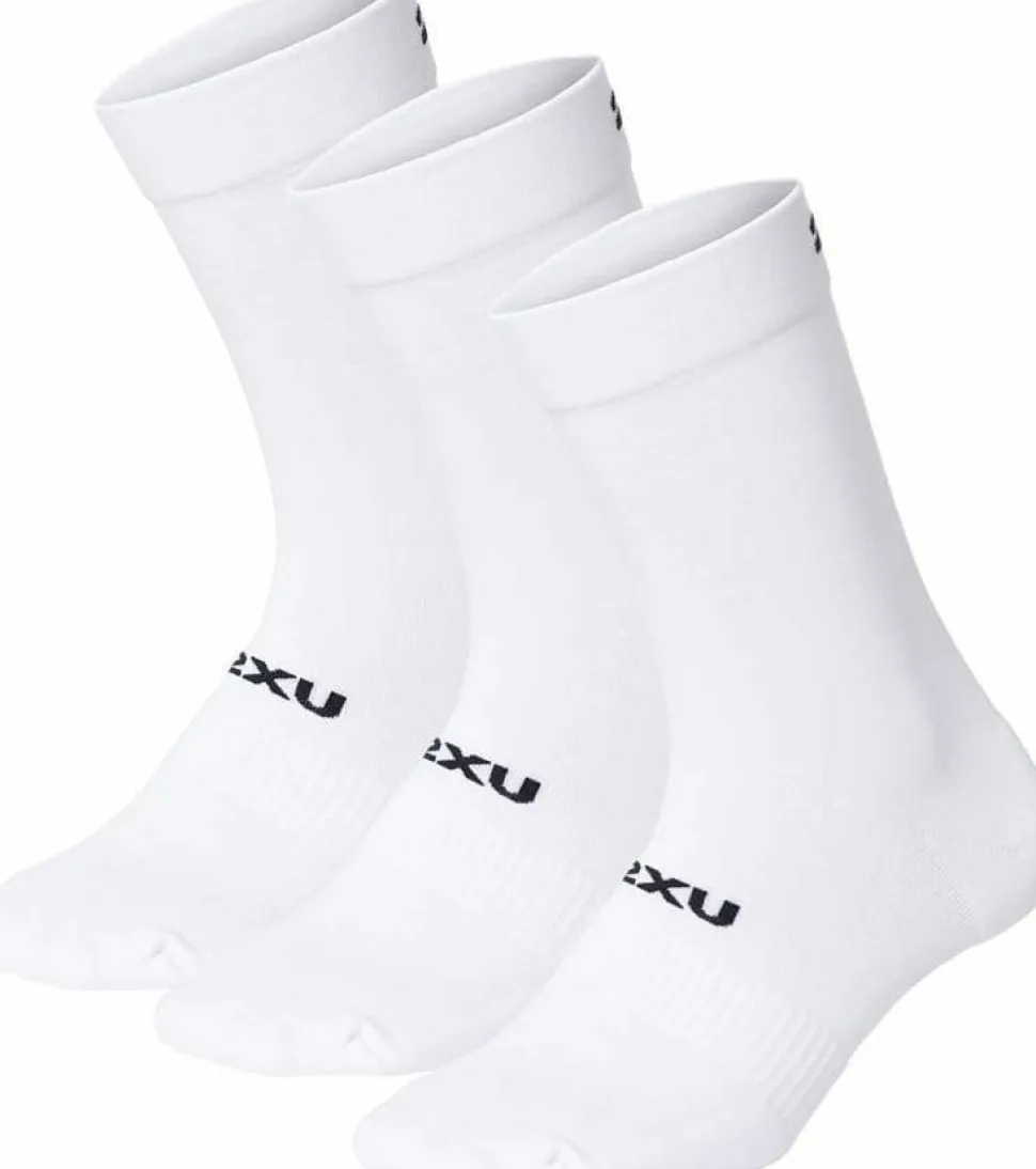 2XU Crew Socks 3 Pack White/Black