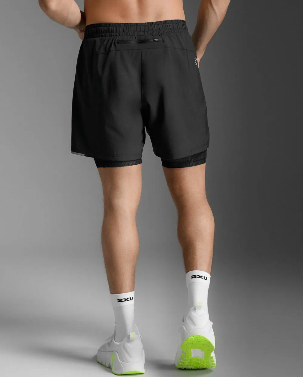 2XU Men's Aero Mesh 2-In-1 5 Inch Shorts Black/Silver Reflective