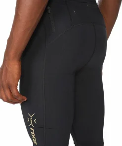 2XU Men's MCS Run Compression Shorts Black/Gold Reflective Online