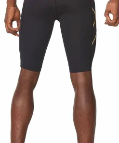 2XU Men's MCS Run Compression Shorts Black/Gold Reflective Online