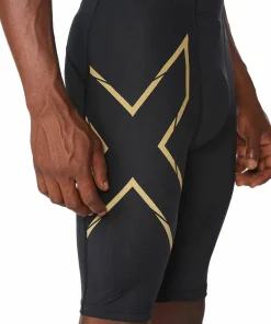 2XU Men's MCS Run Compression Shorts Black/Gold Reflective Online