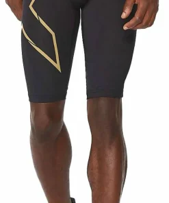 2XU Men's MCS Run Compression Shorts Black/Gold Reflective Online