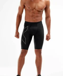 2XU Men's MCS Run Compression Shorts Black/Black Reflective Clearance