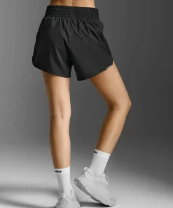 2XU Women's Aero Hi-Rise 4 Inch Shorts Black/silver Reflective