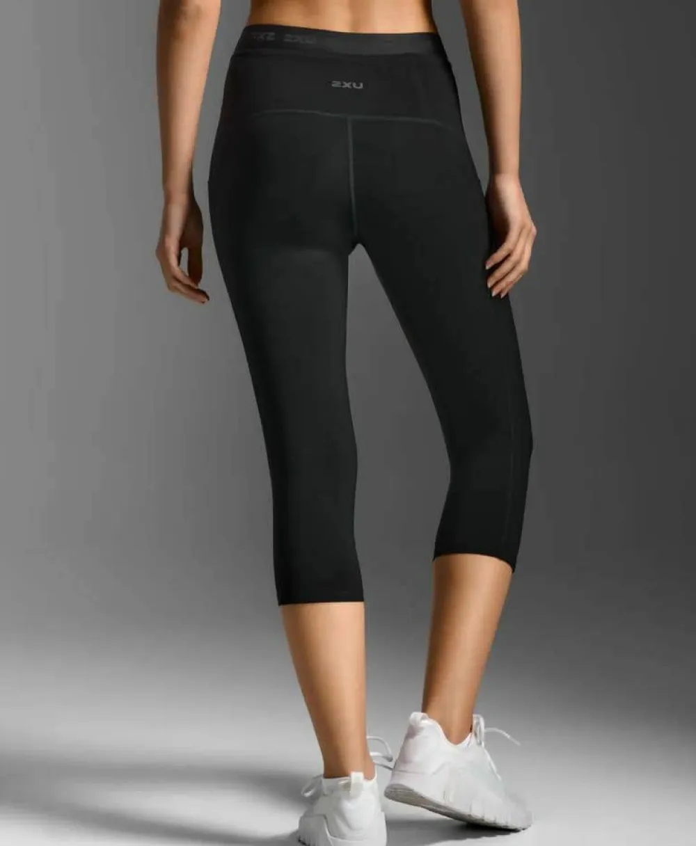 2XU Women's Form Stash Hi-Rise Compression 3/4 Tights Black/Black New