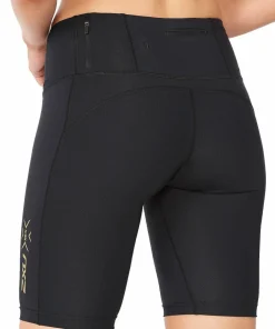 Online Women's Light Speed Mid-Rise Compression Shorts Black/Gold Damshorts